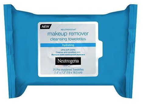 Neutrogena Hydrating Makeup Remover Towelettes, 25 ct, <a href="http://www.walmart.com/ip/Neutrogena-Hydrating-Makeup-Remover-Towelettes-25-ct/14272832" target="_blank">walmart.com</a>, $6.47