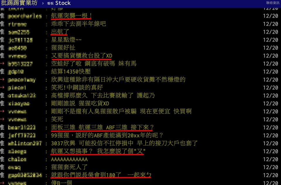 航運三雄成為今日台股社群熱議話題（圖／翻攝自PTT）