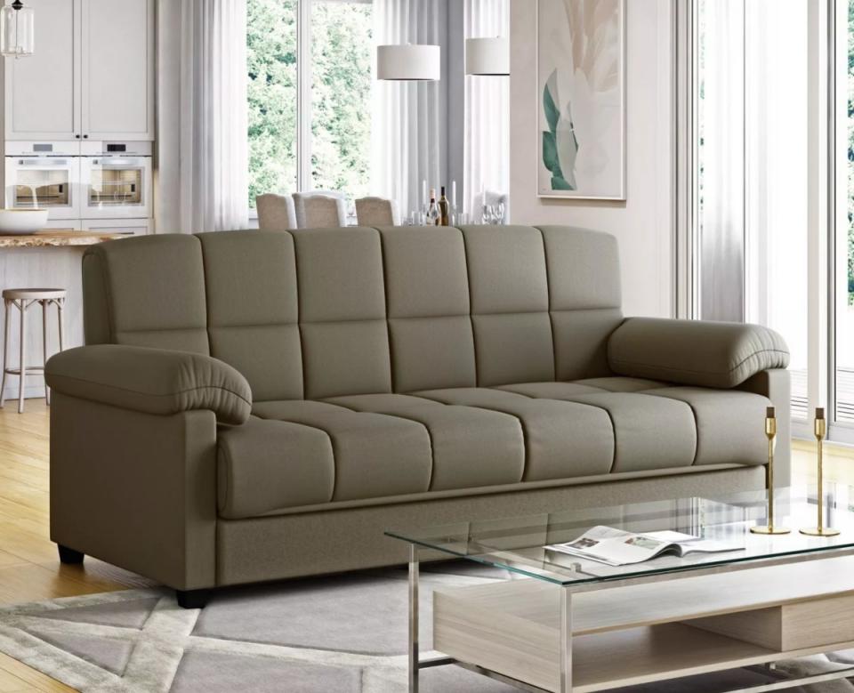 The futon sleeper sofa in soft sage 