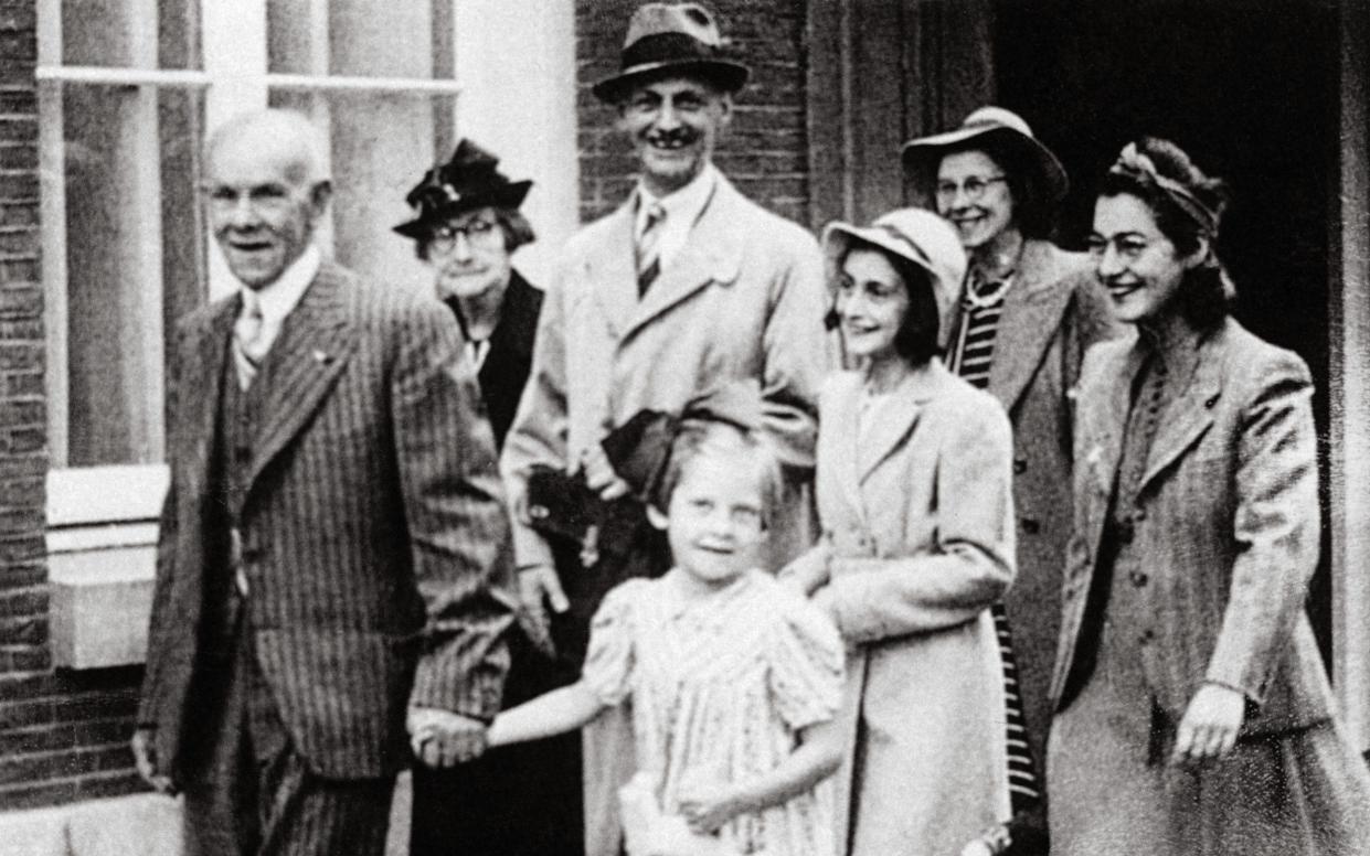 The Frank family on their way to the wedding of their friends, Miep and Jan Gies, in Amsterdam, 1941 - The Granger Collection