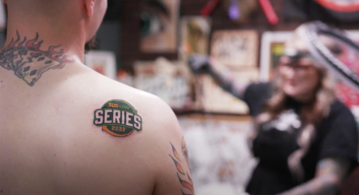 A participant who got a Subway Series tattoo at Bad Apple Tattoo. (Subway)