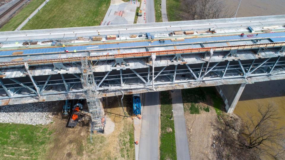 The Sherman Minton Bridge undergoes repairs. Tuesday, March 12, 2024