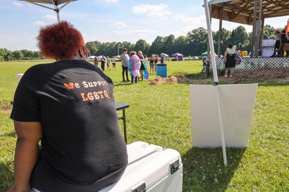 A Pride festival draws a small crowd June 11 in Pulaski, Tenn.