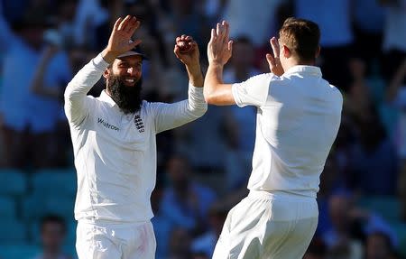 Britain Cricket - England v Pakistan - Fourth Test - Kia Oval - 12/8/16 England's Moeen Ali celebrates taking a catch to dismiss Pakistan's Iftikhar Ahmed (not pictured) off the bowling of Chris Woakes Action Images via Reuters / Paul Childs