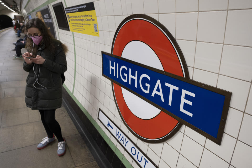 Platform at Highgate underground station on 19th March 2022 in London, United Kingdom. (photo by Mike Kemp/In Pictures via Getty Images)