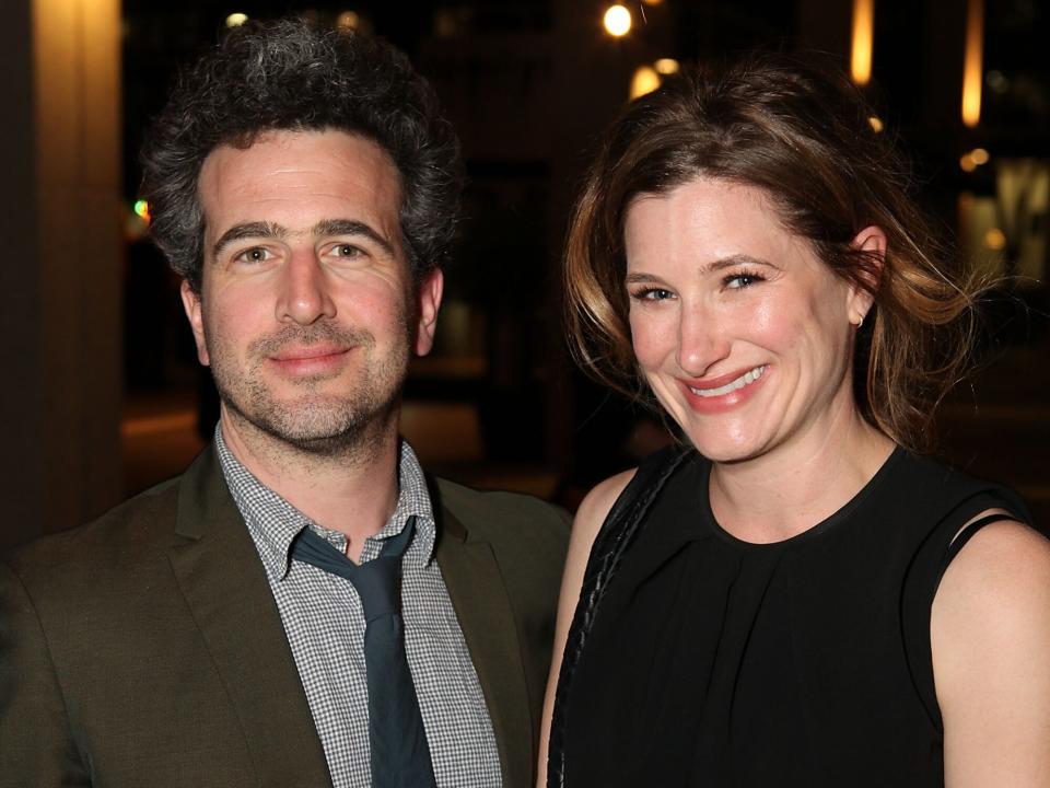 Ethan Sandler (L) and actress Kathryn Hahn (R) pose during the arrivals for the opening night performance of "Clybourne Park" at Center Theatre Group / Mark Taper Forum on January 25, 2012 in Los Angeles, California