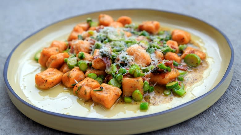 Plate of sweet potato gnocchi