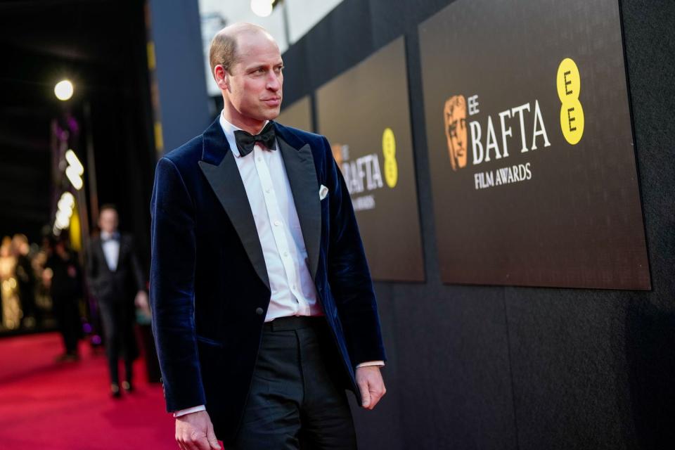 <p>Scott Garfitt/Getty</p> Prince William arrives at the 2024 BAFTAs on Feb. 18, 2024