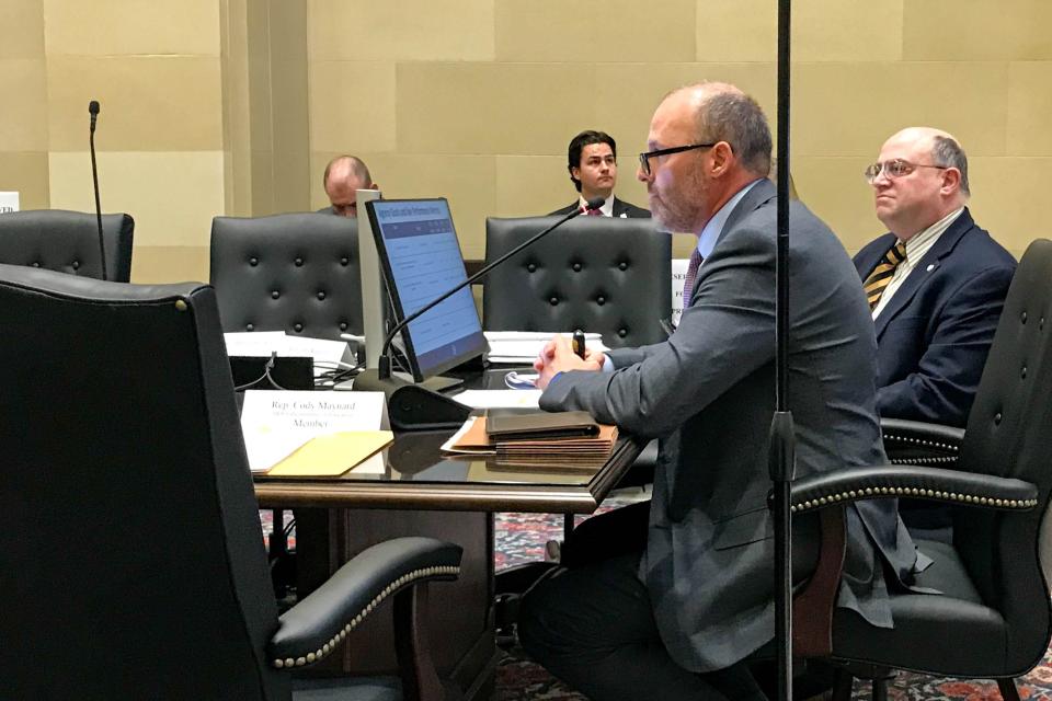 Dan Whitmarsh, Commissioners of the Land Office secretary, testifies on Tuesday before the House subcommittee on education appropriations and budget in Oklahoma City.