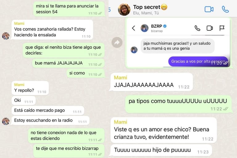 Laila compartió el chat con su mamá