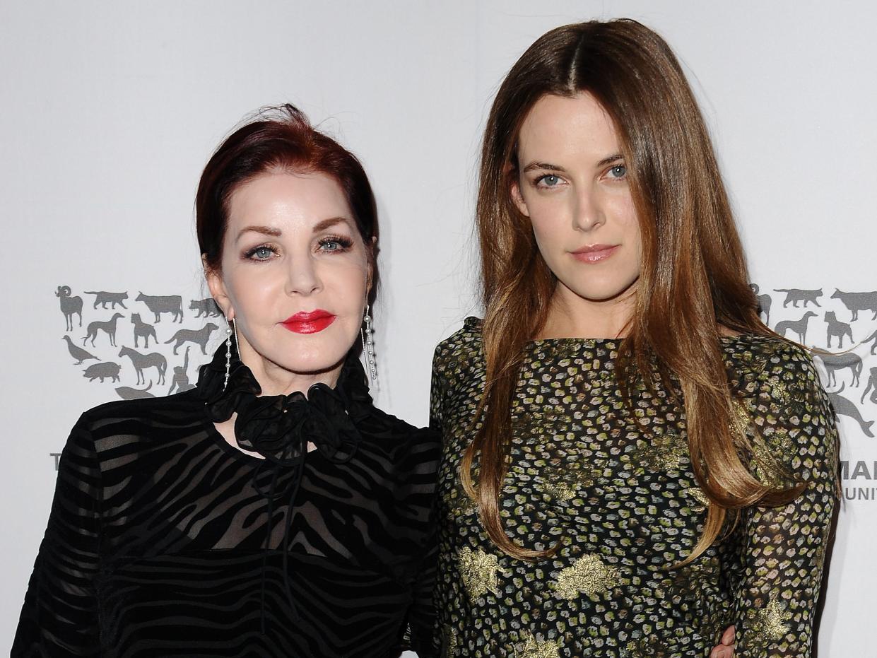 ctresses Priscilla Presley and Riley Keough attend The Humane Society of The United States' To The Rescue gala at Paramount Studios on May 07, 2016 in Hollywood, California.