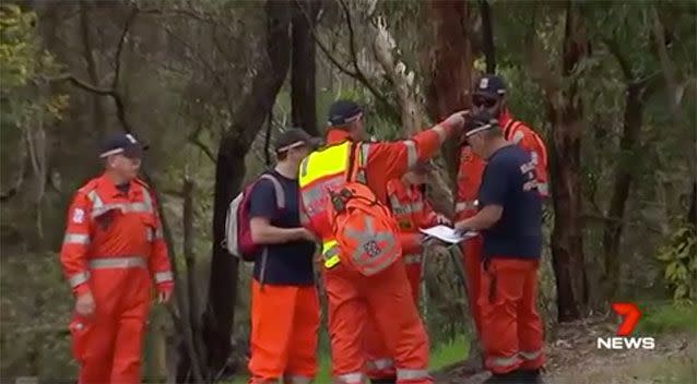 Search crews continue to look for the Surrey Hills woman who was in contact with her family on Saturday night. Picture: 7 News