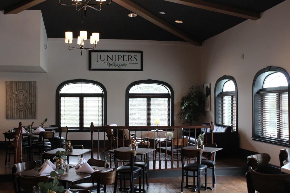 The newly renovated dining room at the Junipers Restaurant retains the bones of the former Pines Restaurant.