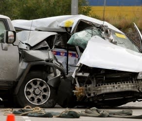 A taxi and a stolen 4WD collided. Picture: Mogens Johansen/The West Australian