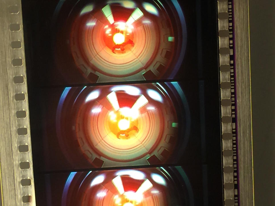 70mm film stock of “2001: A Space Odyssey” <cite>Courtesy Museum of the Moving Image</cite>