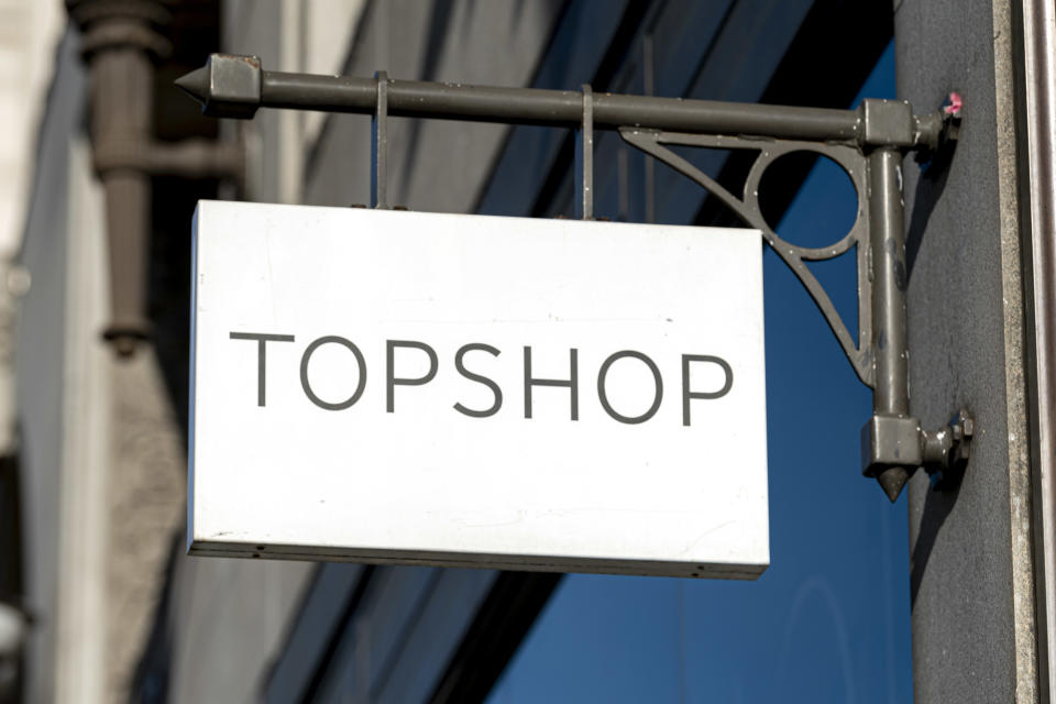 Topshop store logo seen at Oxford Street. (Photo by Dave Rushen/SOPA Images/LightRocket via Getty Images)