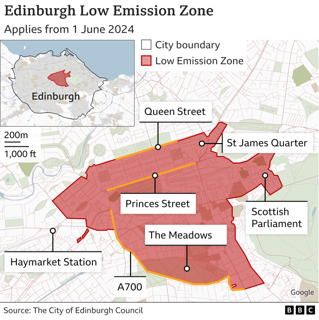 Edinburgh LEZ map