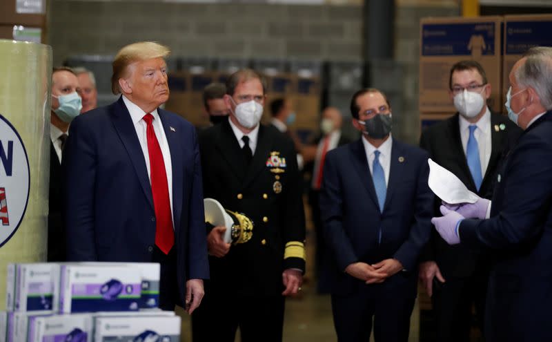 U.S. President Trump visits medical supplies distributor Owens & Minor in Allentown, Pennsylvania