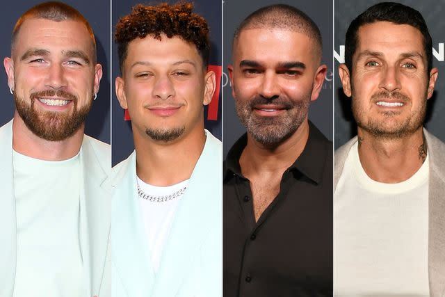 <p>Steve Granitz/FilmMagic; Mike Stobe/Getty; Andrew H. Walker/Shutterstock</p> Travis Kelce, Patrick Mahomes, Mikey Tanha and Tosh Berman