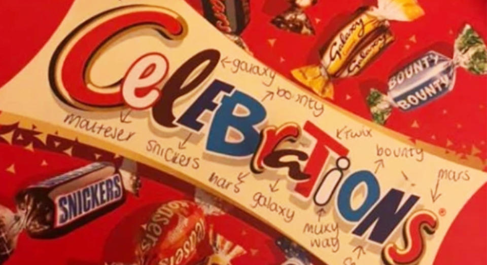 A social media user spotted something unexpected about a tub of Celebrations. [Photo: Facebook]