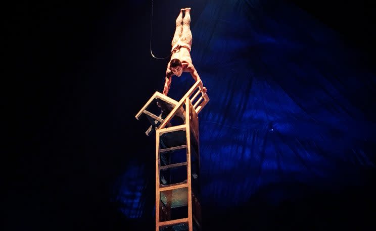 The Balancing on Chairs act. (Photo: Gabriel Choo/ Yahoo Lifestyle Singapore)