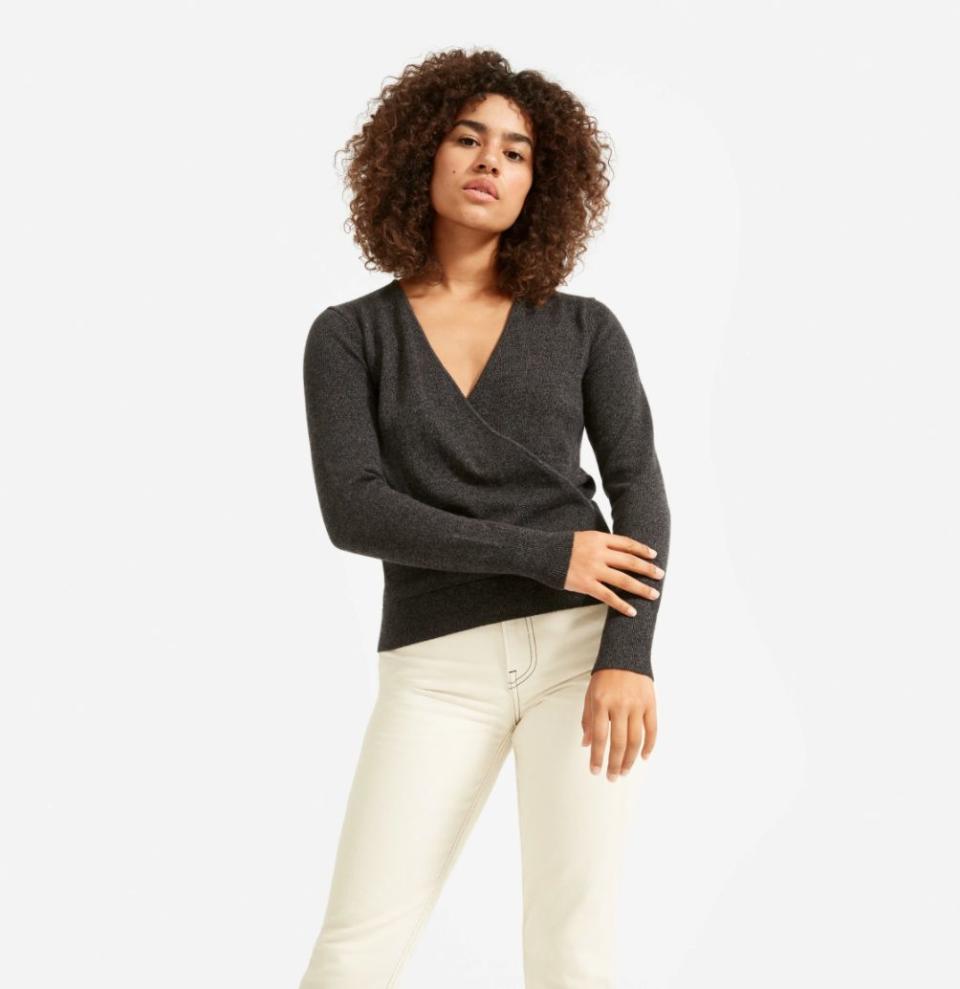 <a href="https://www.huffpost.com/entry/everlane-summer-sale-is-here-whats-worth-getting_l_5f11cf2bc5b6d14c3366ad89" target="_blank" rel="noopener noreferrer">Everlane's summer sale</a> kicked off this month, and it wasn't the usual "Choose What You Pay" promotion from the brand. And readers <i>definitely</i> shopped the sale, adding this <a href="https://fave.co/3gd2Zkr" target="_blank" rel="noopener noreferrer">cashmere wrap sweater</a> to their carts. It's still on sale, too, for a limited time. <br /><br /><a href="https://fave.co/3gd2Zkr" target="_blank" rel="noopener noreferrer">Find it for $63 at Everlane</a>.