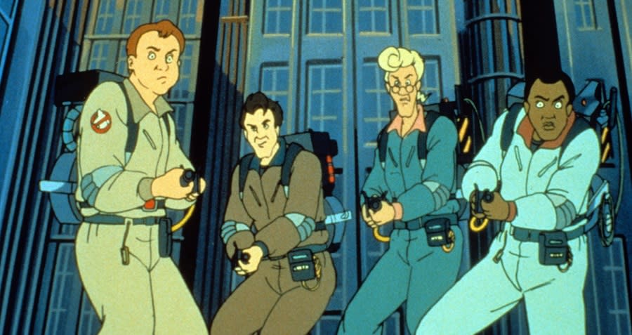 Ray, Peter, Egon, and Winston take on some pesky spirits in The Real Ghostbusters.