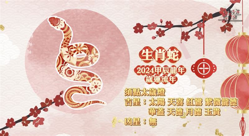 屬蛇的人今年運勢超好，沒有一顆凶星。（圖／翻攝畫面）