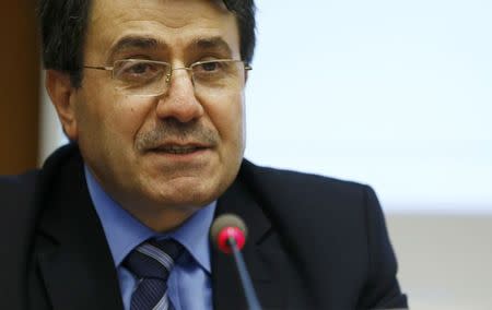 Hisham Marwah, Vice President of the National Coalition of Syrian Revolution and Opposition Forces speaks during "Syria after Tyranny: Achieving a Democratic and Pluralistic Future" a side-event of the UN Human Rights Council at the United Nations headquarters in Geneva, Switzerland, June 25, 2015. REUTERS/Pierre Albouy