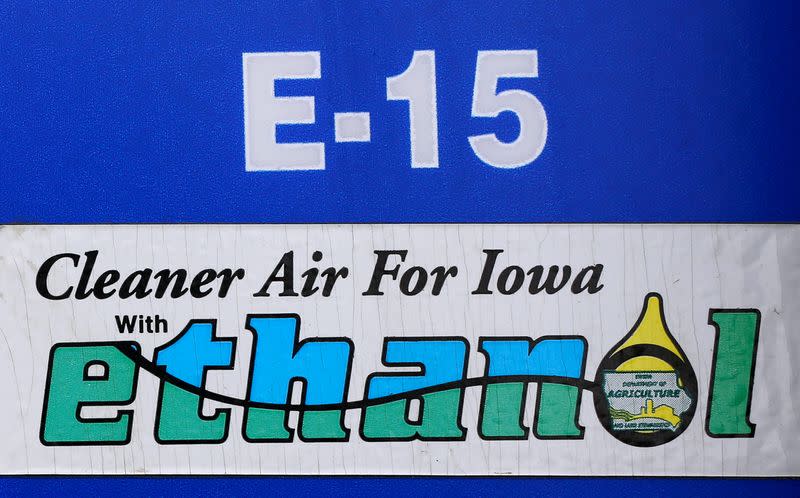 FILE PHOTO: A gas pump selling E15, a gasoline with 15 percent of ethanol, is seen in Mason City