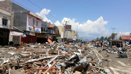 Debris is seen after an earthquake in Palu, Indonesia September 30, 2018 in this picture obtained from social media. Picture taken September 30, 2018. PALANG MERAH INDONESIA/via REUTERS