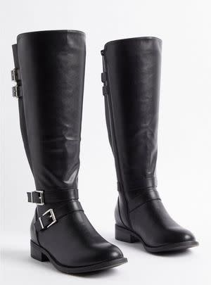 Buckle knee-high boots