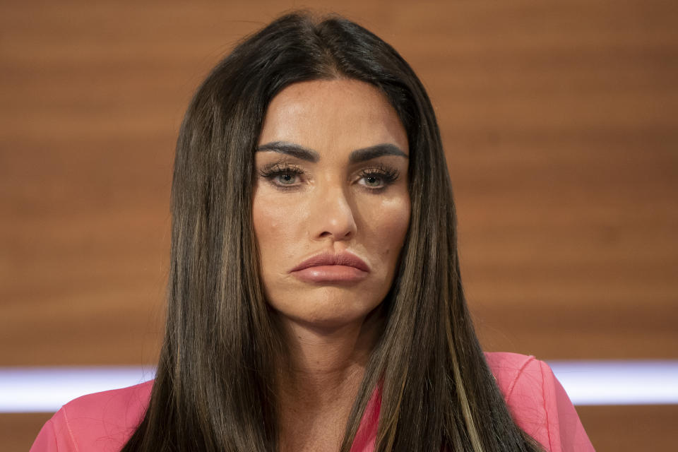 Katie Price during her appearance on Jeremy Vine on 5, recorded at ITN studios in central London. Picture date: Friday March 24, 2023. (Photo by Aaron Chown/PA Images via Getty Images)