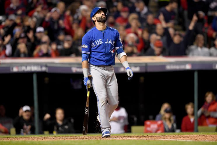 Jose Bautista has some theories for the Blue Jays' struggles, but he can't talk about them. (Getty images/Jason Miller)