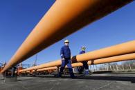 Engineers oversee the gas distribution system in Kiskundorozsma, south of Budapest in this January 15, 2015 file photo. REUTERS/Laszlo Balogh/Files