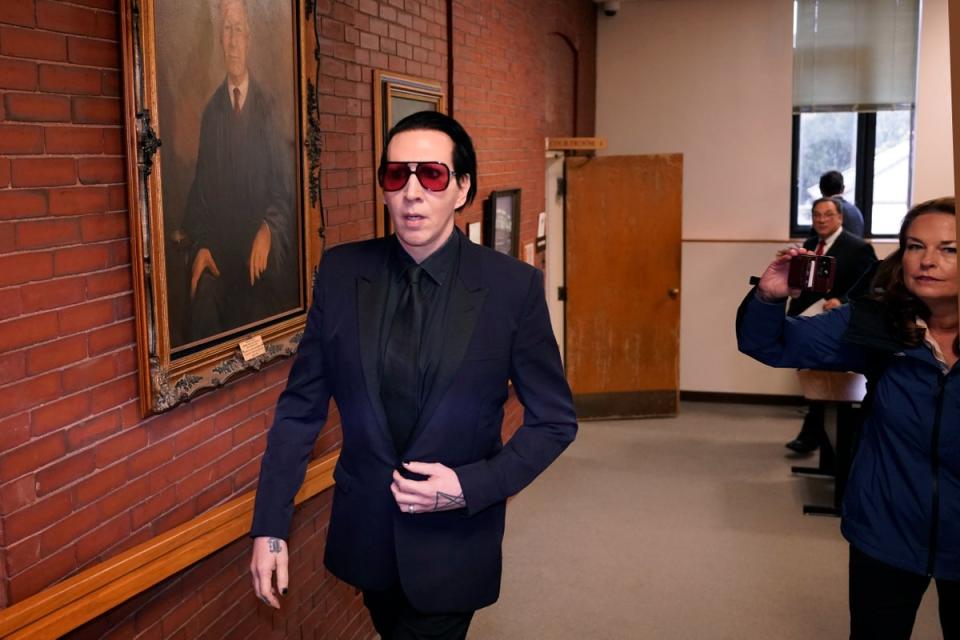 Marilyn Manson leaves court (AP)