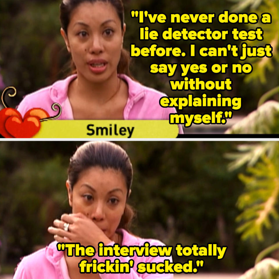 Smiley saying she can't just say yes or no without explaining herself and that the interview sucked