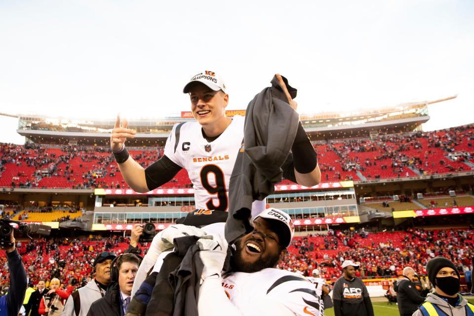 Joe Burrow led his Cincinnati Bengals to an upset of the Kansas City Chiefs on Sunday in one of the NFL's greatest playoff comebacks.