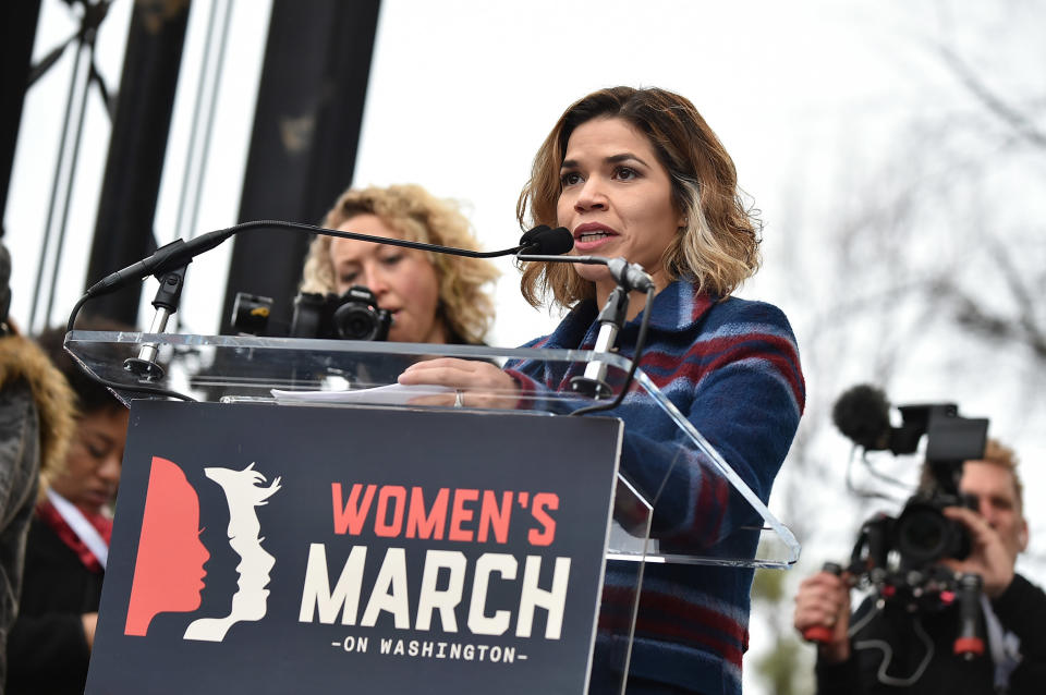 The day after President Donald Trump's inauguration, women across the country and world marched for women's rights and other human rights. America Ferrera <a href="http://www.huffingtonpost.com/entry/america-ferrera-womens-march_us_5883725de4b096b4a231eec0" target="_blank">spoke in front of marchers in Washington, D.C.</a>, and gave a rousing speech.&nbsp;<br /><br />&ldquo;It&rsquo;s been a heart-wrenching time to be a woman and an immigrant in this country ― a platform of hate and division assumed power yesterday. But the president is not America. ... We are America,&rdquo; <a href="http://www.huffingtonpost.com/entry/america-ferrera-womens-march_us_5883725de4b096b4a231eec0">she said.</a>