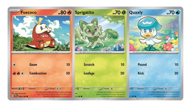 Sprigatito, Fuecoco y Quaxly, los iniciales de Pokémon Escarlata y