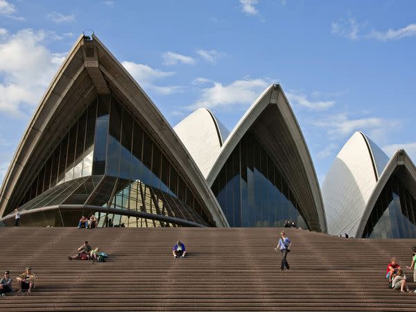 The Sydney Opera House is an iconic image of Australia’s largest city and provides multiple venues for different types of entertainment. The distinctive roof of the opera house is created from interlocking “shells” that form a terraced platform where pedestrians can stroll in the Sydney sunshine.