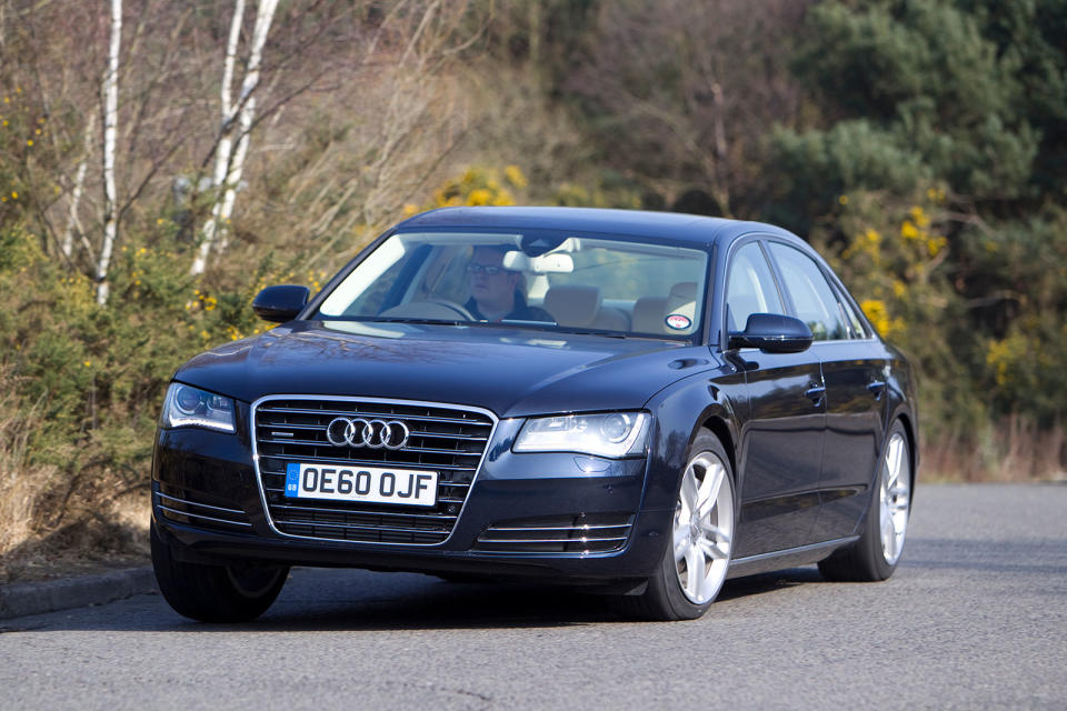 <p>The third-generation A8 made way for the current car in 2017, and many of the earlier examples can now be bought for four-figure sums. Yes, insurance and maintenance costs will be <strong>uncomfortably high</strong>, but the A8 offers plenty to reward your investment. The 3.0-litre V6 diesel is the most popular choice, thanks to its mix of performance and economy, while 18in alloys, adaptive air suspension, sat-nav and an infotainment system are all standard.</p>