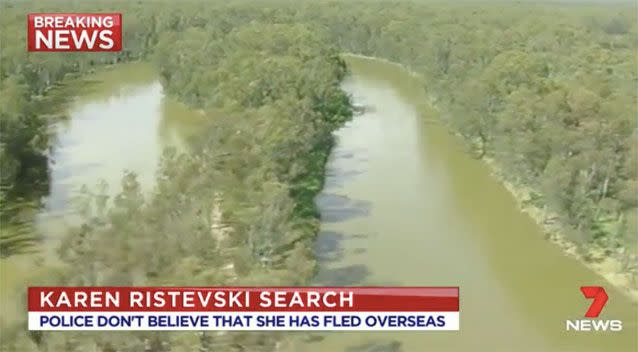 Police searched bushland at Barmah National Park. Source: 7News