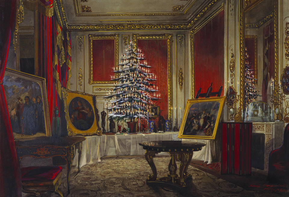 Queen Victoria's Christmas Tree, 1850. Found in the collection of Royal Collection, London. Artist :  Roberts, James (1824-1867). (Photo by Fine Art Images/Heritage Images/Getty Images)