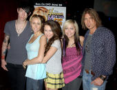 <p>There’s Trace! Miley’s rocker bro joined the fam way back in 2007 for Miley’s free concert celebrating the DVD release of <em>Hannah Montana: Pop Star Profile</em>. He’s rarely been snapped with them since. (Photo: Gregg DeGuire/WireImage) </p>