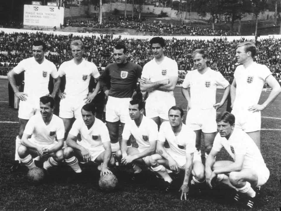 Flowers and England before their quarter-final defeat to Brazil at the 1962 World Cup (Getty)