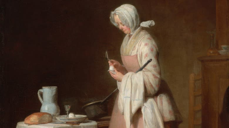 18th century woman eating egg