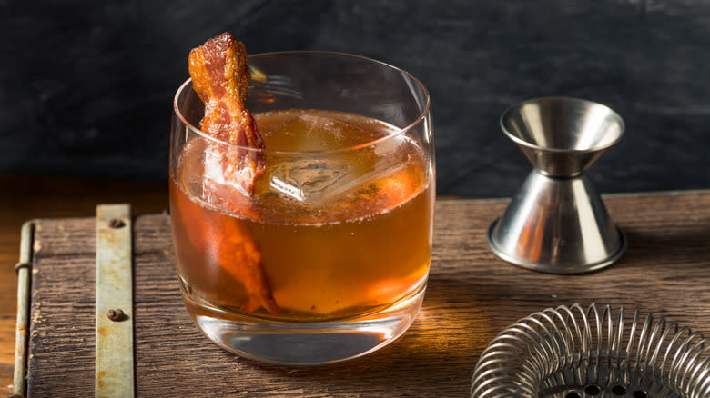 whiskey shot with bacon