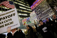 <p>Demonstrators take part in a protest against tax cuts for rich people in the Manhattan borough of New York City, Nov. 27, 2017. (Photo: Eduardo Munoz/Reuters) </p>