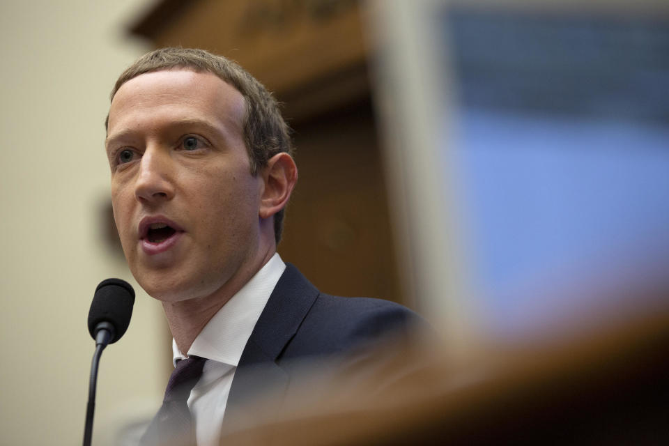 Washington, District of Columbia, USA. 23rd Oct, 2019. Facebook CEO Mark Zuckerberg testifies before the U.S. House Committee on Financial Services regarding Facebook's new cryptocurrency on Capitol Hill in Washington, DC, U.S. on October 23, 2019. Credit: Stefani Reynolds/CNP/ZUMA Wire/Alamy Live News